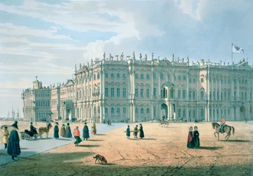 Der Winterpalast vom Palastdurchgang aus gesehen, St. Petersburg, ca. 1840